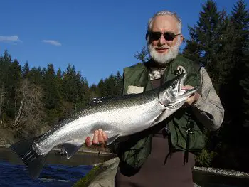 Beautiful February day on the Stamp River   Guest from Vancouver fished with guide Kevin and used a spinnglo for this great winter Steelhead
