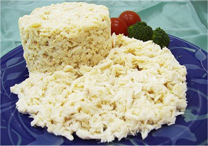 CRABMEAT - The Special Crabmeat. Shredded white meat with full crab flavour and sweetness, one of the most favorite meat in our assortment.